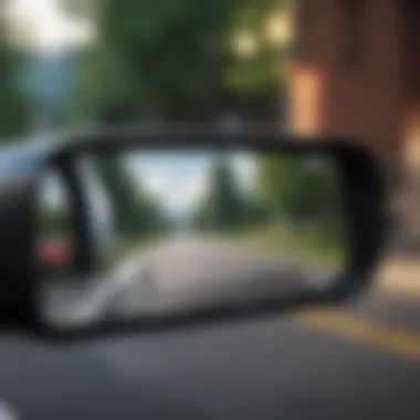 Close-up view of temperature display on rear view mirror