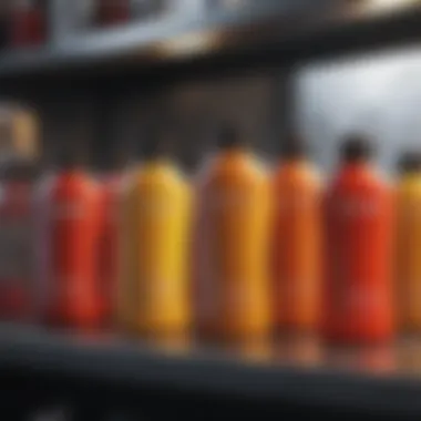 A collection of premium car shampoo bottles on a shelf