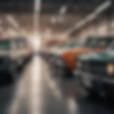 An array of used cars parked in a budget-friendly dealership, highlighting variety.