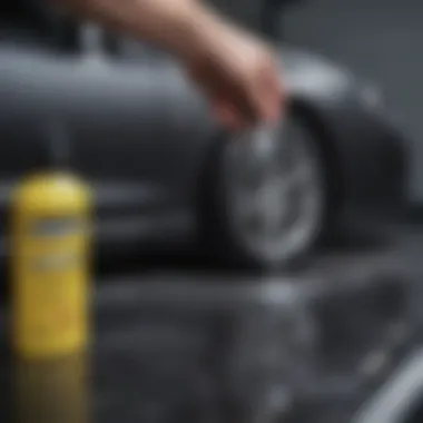 Car surface being treated with Meguiar's products