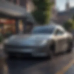 Tesla vehicle showcasing Full Self-Driving interface