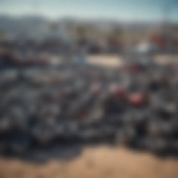 Sorting of automotive parts in a designated area, highlighting the recycling efforts within the junkyard.