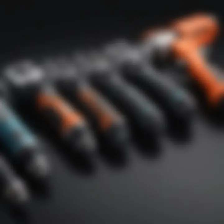 Different types of auto impact wrenches displayed