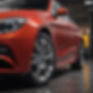 Close-up of a car's glossy finish after waxing