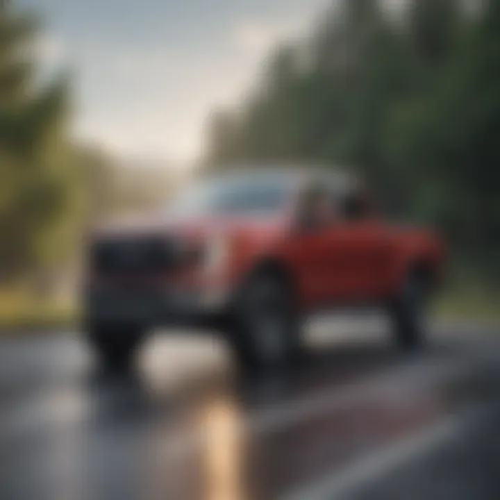 A powerful pickup truck in motion, emphasizing performance