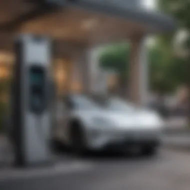 Electric Vehicle Charging Station A sleek electric vehicle charging station