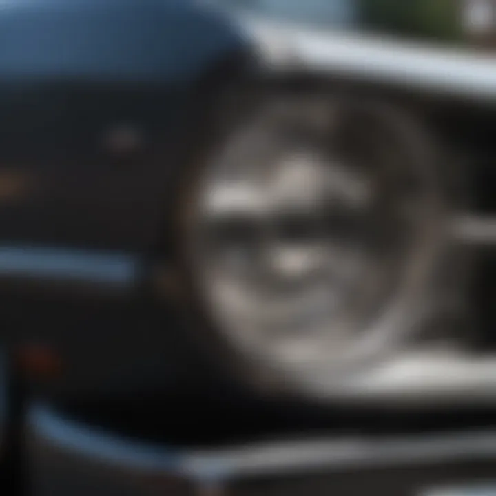 Detailed view of a well-polished headlight reflecting ambient light, showcasing enhanced clarity.