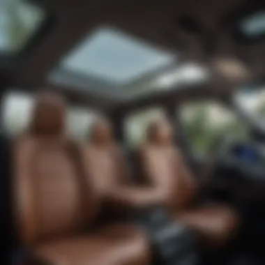 Interior Luxury of a Compact SUV with Moonroof Luxurious interior view of a compact SUV with an open moonroof showcasing spaciousness and comfort