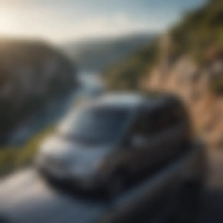 A scenic view from the moonroof of a compact SUV, highlighting the natural surroundings