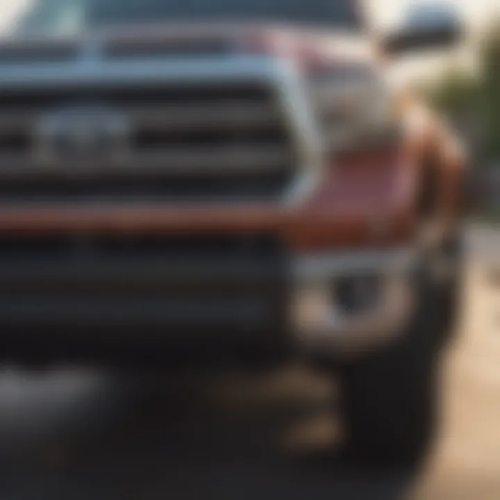 Front view of the Toyota Tundra HD Diesel showcasing its bold grille and robust design