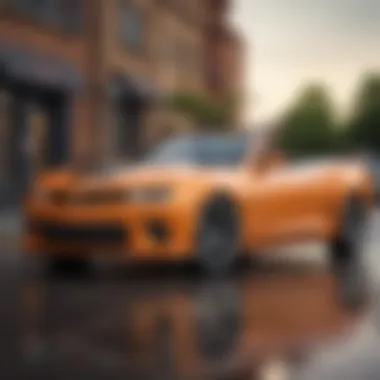 Front view of the 2014 Chevrolet Camaro RS Convertible showcasing its sleek lines