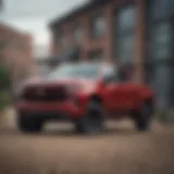 Front view of the 2019 Chevrolet Silverado Trail Boss Custom showcasing its bold grille and rugged stance.