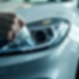 High-quality UV sealant application on a headlight.