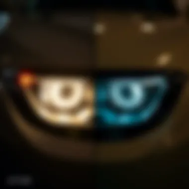 Before and after effects of UV sealant on headlights.