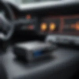 Modern car USB audio adapter connected to a vehicle dashboard