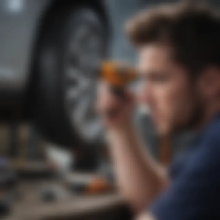 An automotive technician using a cordless impact screwdriver to efficiently fasten components