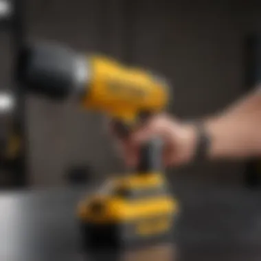 Close-up of the DeWalt buffer in action, demonstrating its powerful performance on a polished surface.