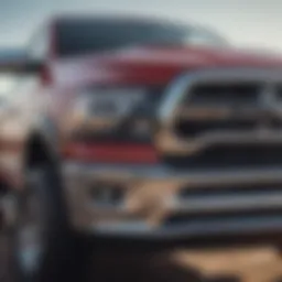 Front view of the Dodge Ram Ecoboost showcasing its bold grille and modern aesthetics.