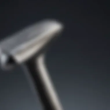 Innovative Ergonomic Hammer Design A close-up view of a modern hammer with ergonomic features and a sleek finish.