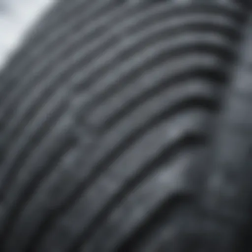 Close-up view of snow tyre tread patterns showcasing grip