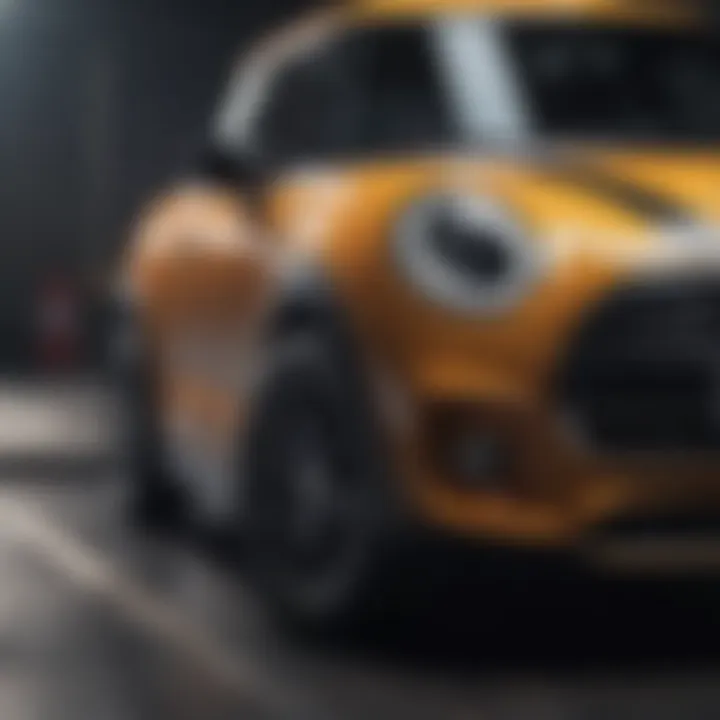 Close-up of Mini Cooper's unique design details and finishes