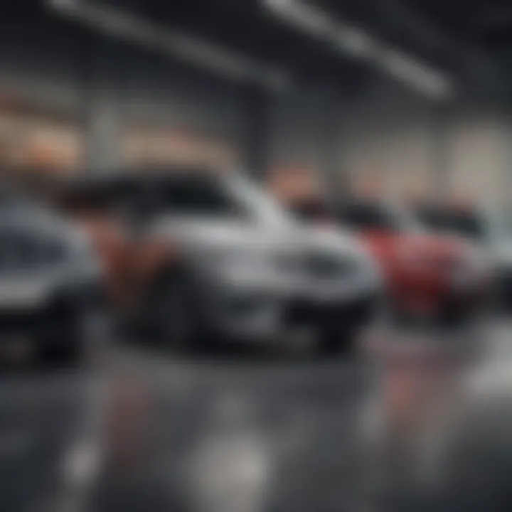 Group of Nissan vehicles at a dealership