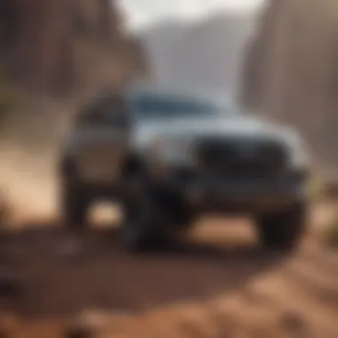 A striking American SUV navigating rugged terrain