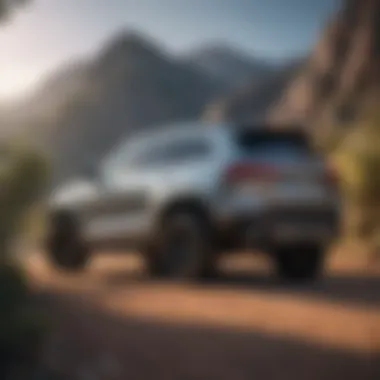 Stylish SUV parked against a scenic backdrop