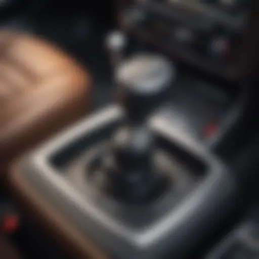 Interior view of a manual transmission car showcasing the gear stick