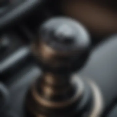 Close-up of a manual gear knob with a stylish design