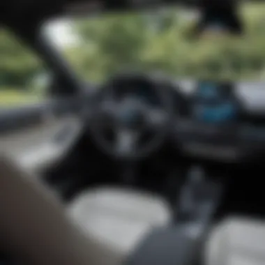 Interior view of a BMW electric car with modern technology interface