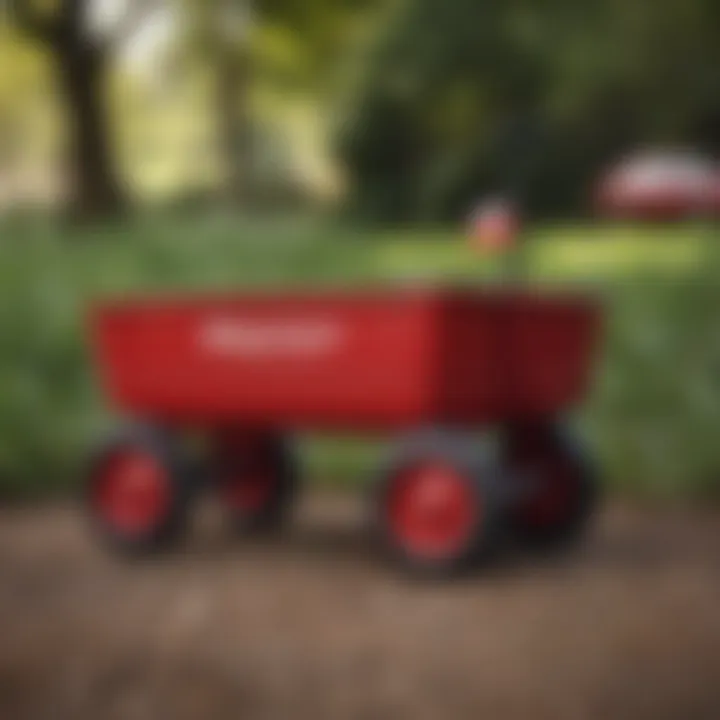 Radio Flyer wagon in a park setting, highlighting its functionality