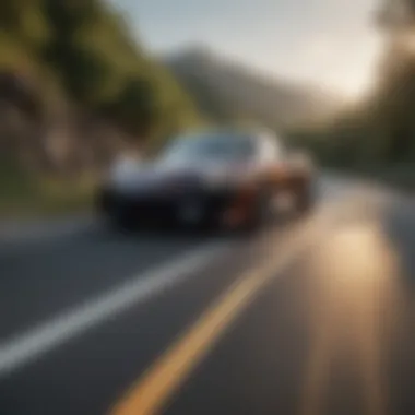 Dynamic performance shot of a 4-door sports car on a winding road