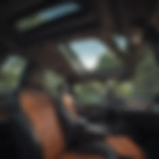 Sleek car interior showcasing a panoramic sunroof