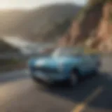 A sleek little convertible cruising along a coastal highway