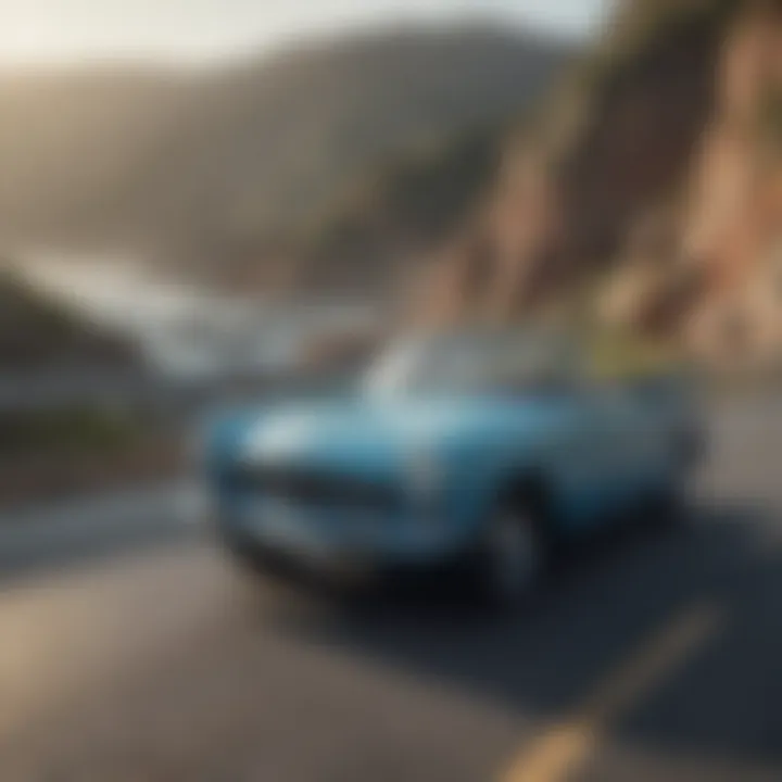 A sleek little convertible cruising along a coastal highway