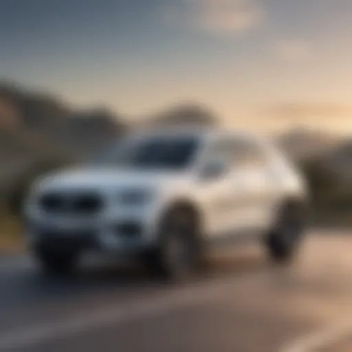 Elegant small SUV with panoramic sunroof parked under a clear sky