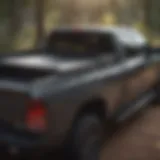 Tonneau cover with integrated toolbox on a truck bed