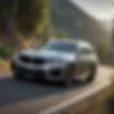 Dynamic view of BMW AWD Wagon on a winding road