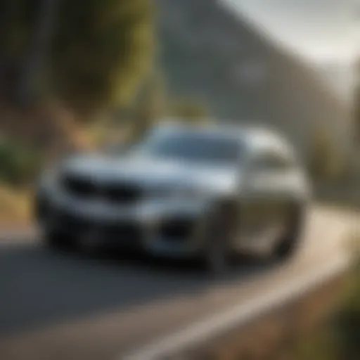 Dynamic view of BMW AWD Wagon on a winding road