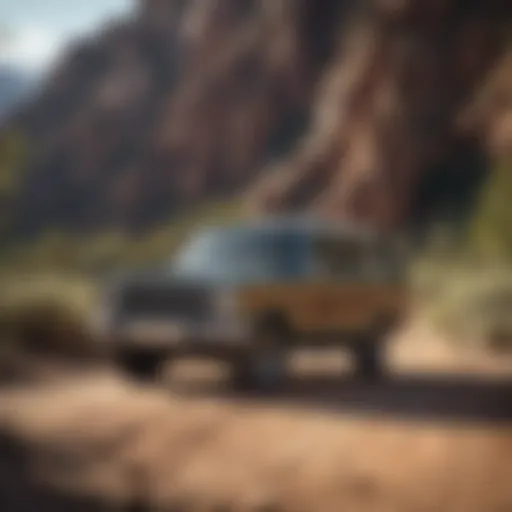 Jeep Grand Wagoneer showcasing its impressive length against a scenic backdrop