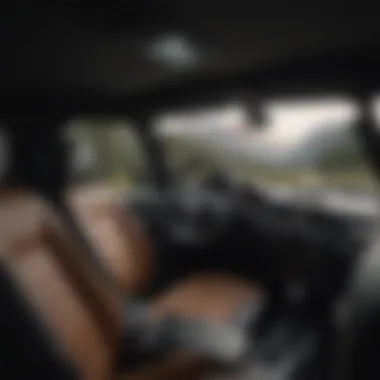 Interior view of a Jeep Wrangler JKU with the soft top retracted.