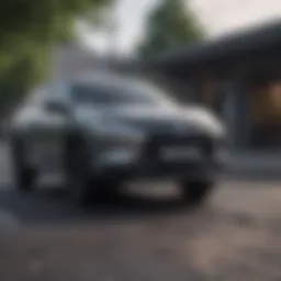 Front view of Mitsubishi crossover hybrid showcasing its sleek design