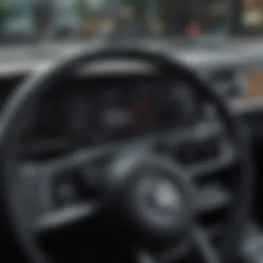 Close-up of the dashboard displaying advanced technology and controls.