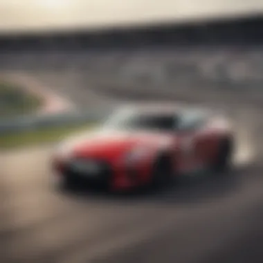 The Nissan GTR in action on a racetrack, illustrating its high-performance capabilities