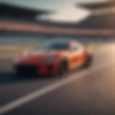 Dynamic driving shot of a sports car on a racetrack