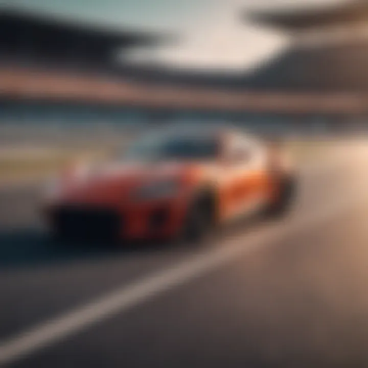 Dynamic driving shot of a sports car on a racetrack