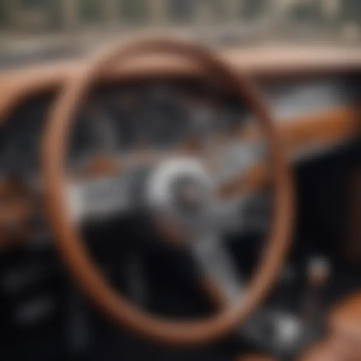 A close-up of intricate dashboard details of a classic automobile