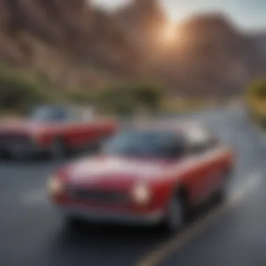 The Allure of Two-Door Cars Streamlined two-door car on a scenic highway