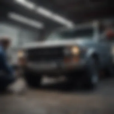 A mechanic performing routine maintenance on a vehicle.